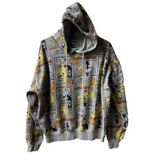 Warner Bros Looney Tunes Womens Med Tweety and Slyvester All Over Print Hoodie